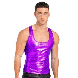 Men’s Shiny Metallic Tank Tops (See size measurement in description)